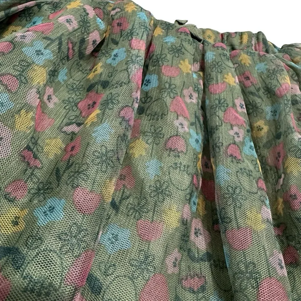 Girls Kids Toddler 2022 Peppa Pig Skirt Size 3T Floral Green Ruffled Layered